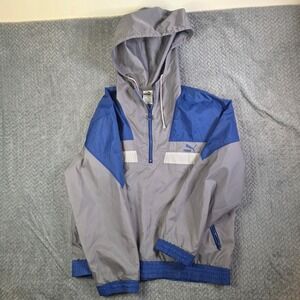 Vintage Puma Anorak Windbreaker Men's Small Hooded Colorblock Pullover Jacket
